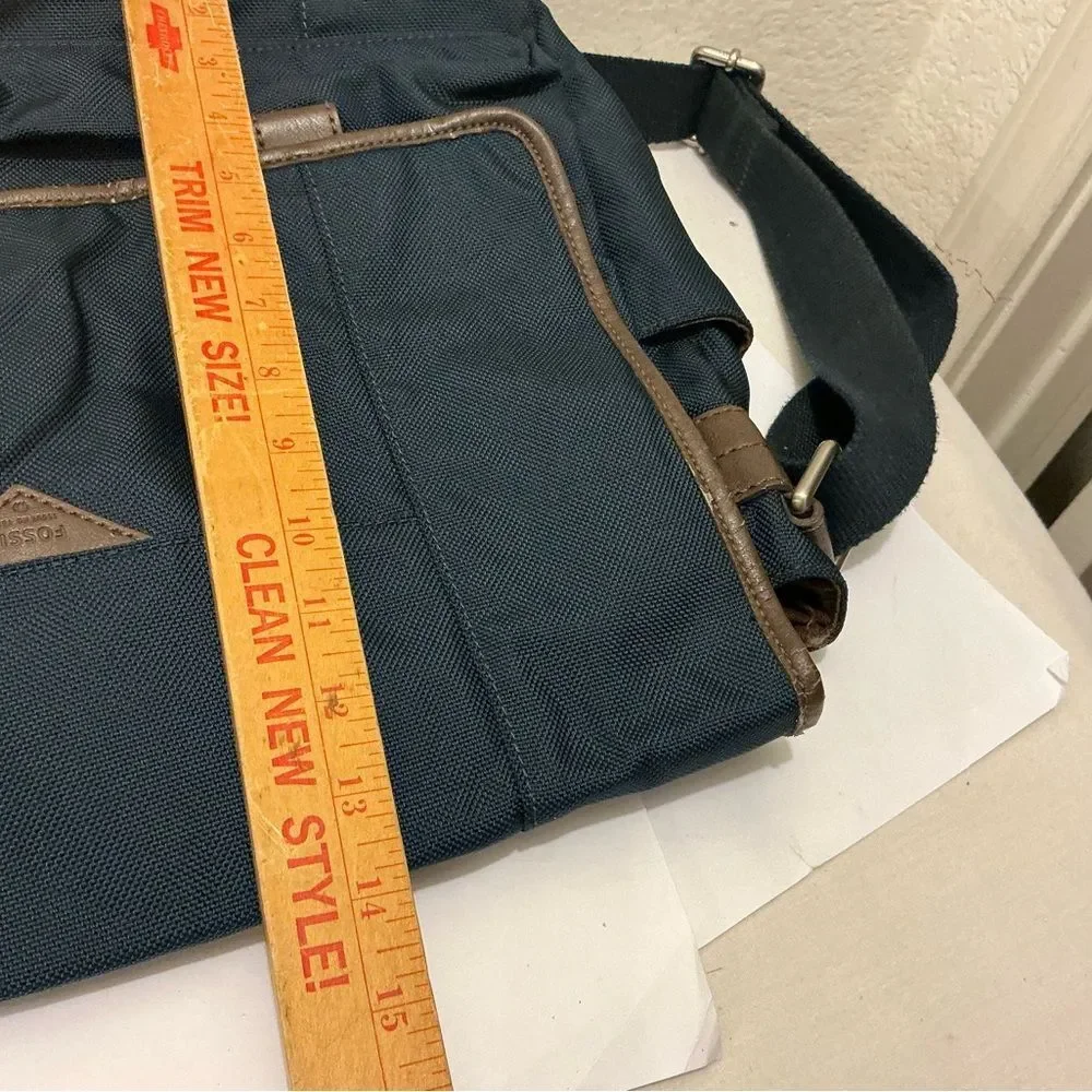 Fossil Messenger Bag navy & brown laptop